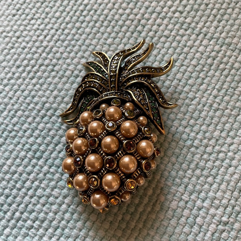 Heidi Daus Gold and Green Pineapple Brooch